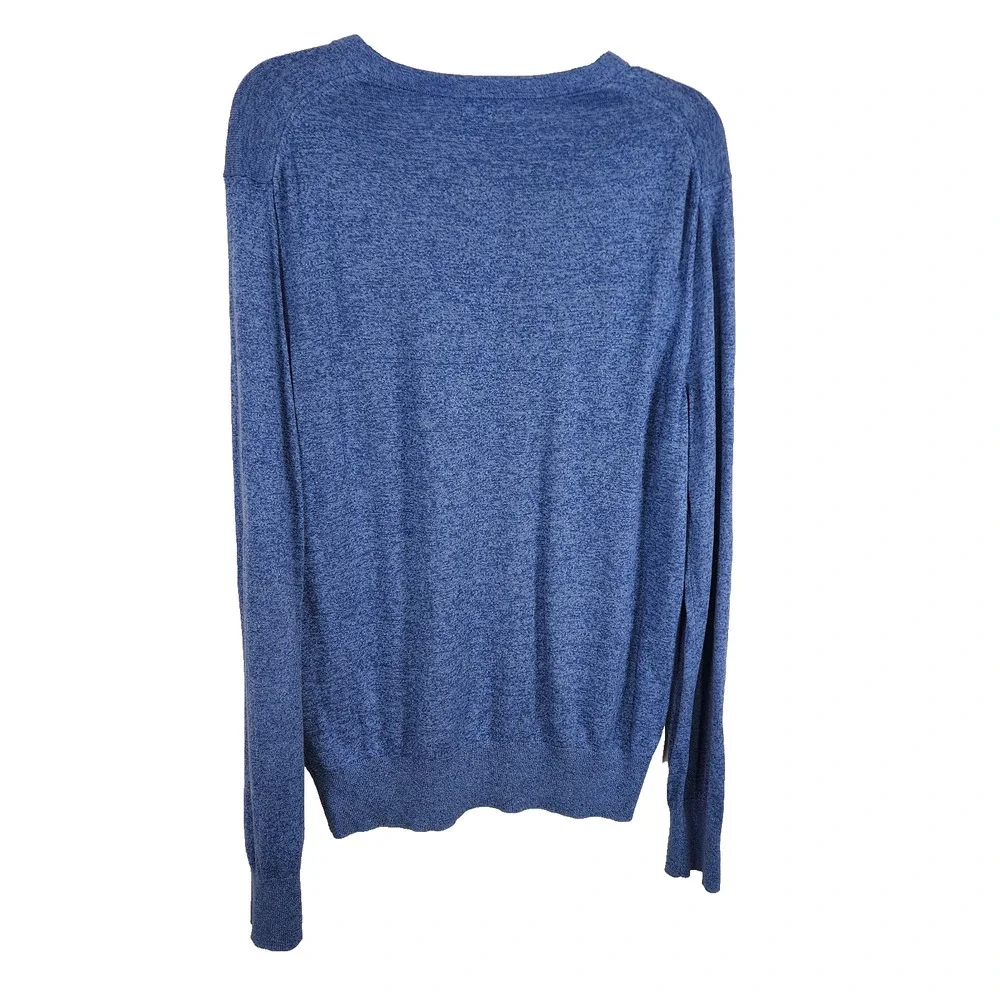 Banana Republic Men's Silk Cashmere V Neck Sweater Large Blue Quiet Luxury Knit